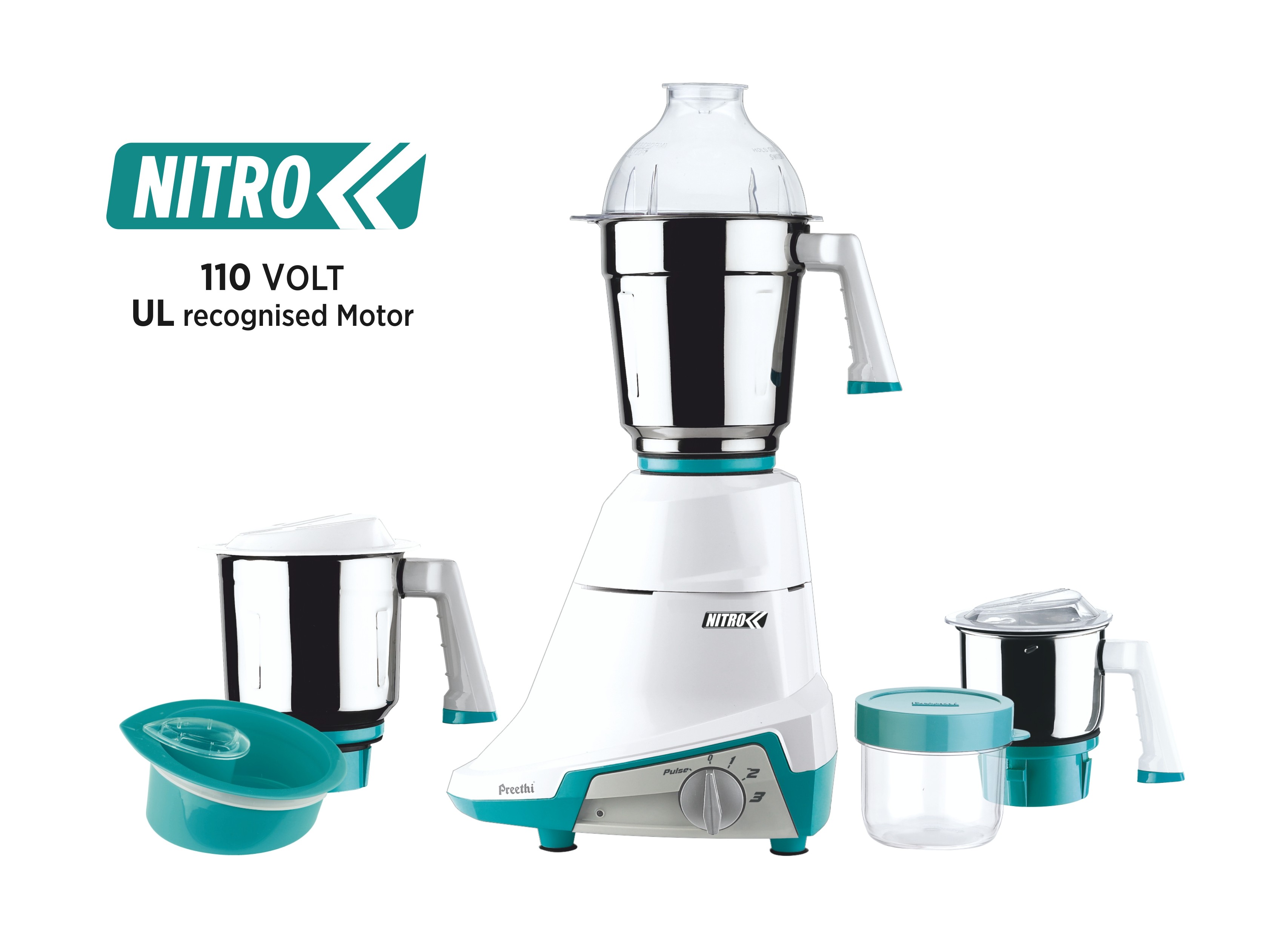 Preethi MG155 Nitro 3Jar Mixer Grinder, 110volt