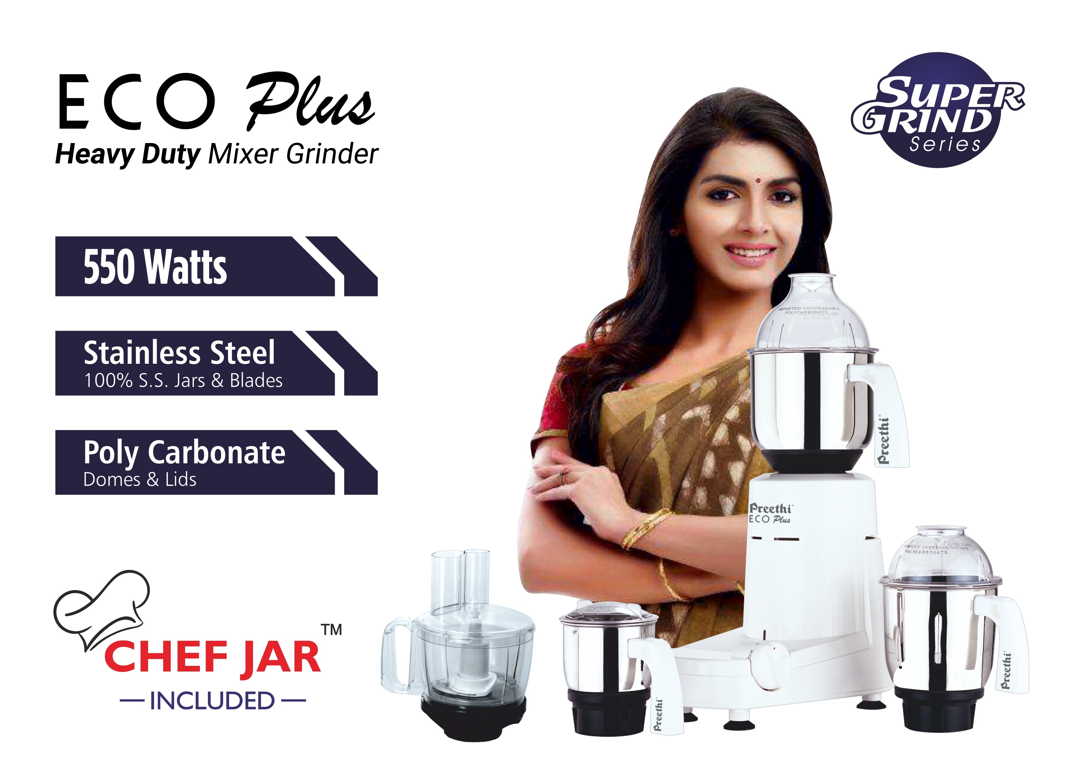 Preethi Super Grind Eco Plus with Chef Jar